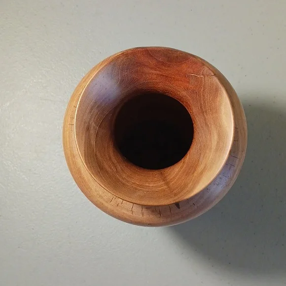 Cherry Wood Vase Hand Carved One-of-a-kind #eshopchicago Wooden Turned Art - Picture 3 of 7